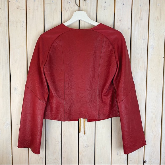 GAP | Tie-Front Vintage Genuine Leather Red Jacket - Picture 5 of 7